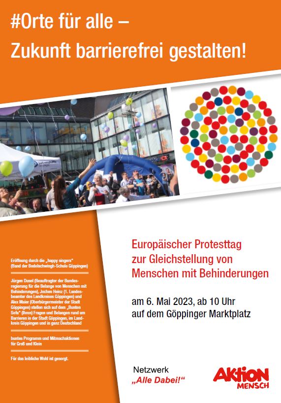 Einladung Einladung 6. Mai Göppingen Marktplatz Europäische Protesttag zur Gleichstellung von Menschen mit Behinderung